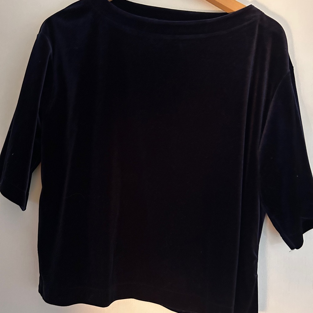 Elegant Navy Blue Velvet Women's Top